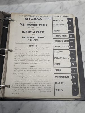 International Ih Truck Mt-86A Fast Moving Parts Merchandising Catalog Manual
