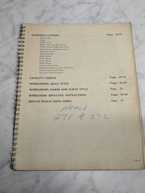 Heald Operator Service Repair Manual Parts List Catalog 271 272 Gage-Matic