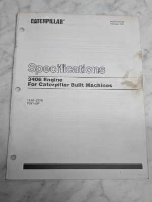 Caterpillar Specifications Manual 3406 Engine Reg01439-06 1991 11N1-3779 70V1-Up