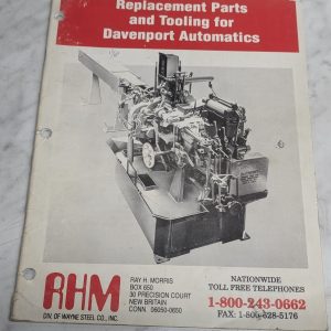 Replacement Parts And Tooling For Davenport Automatics Sales Catalog Literature