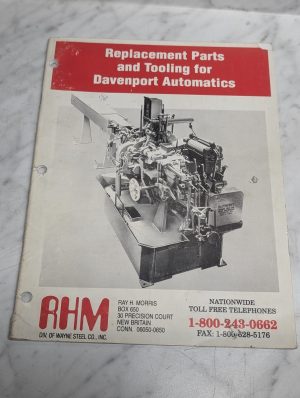 Replacement Parts And Tooling For Davenport Automatics Sales Catalog Literature