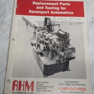 Replacement Parts Tooling For Davenport Automatics Sales Catalog Literature Rhm