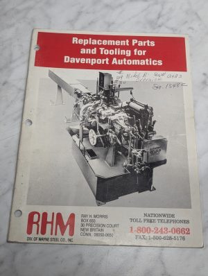 Replacement Parts Tooling For Davenport Automatics Sales Catalog Literature Rhm