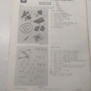 John Deere Installation Instructions Belt Drive Material Collection Sys M89331