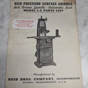 Reid Service Parts List Catalog Book Manual Auto Feed 2-A Surface Grinder~