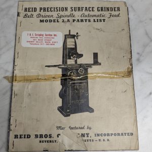 Reid Service Parts List Catalog Book Manual Auto Feed 2-A Surface Grinder.