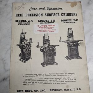Reid Care & Operation Manual 2-A 2-B 2-C Precision Surface Grinders