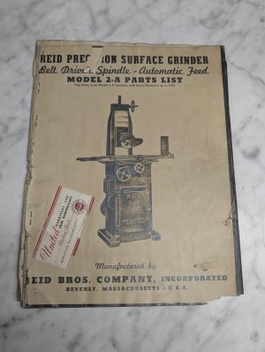Reid Service Part List Catalog Book Manual Auto Feed 2-A Surface Grinder.