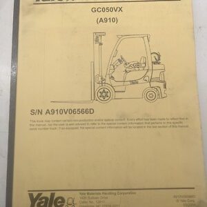 Yale Parts Manual Book List Gc050Vx A910 Fork Lift Truck 2006 A910V06566D