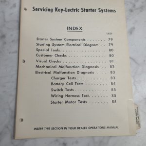 Toro Servicing Key-Lectric Starter Systems Mower Repair Manual Service Shop Book