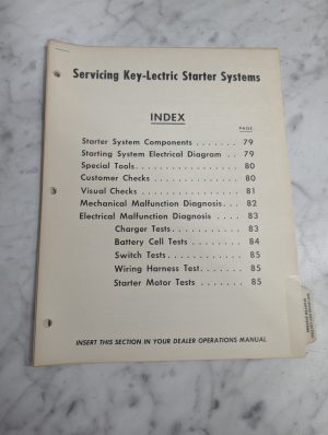 Toro Servicing Key-Lectric Starter Systems Mower Repair Manual Service Shop Book