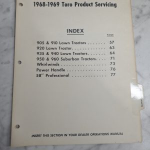 Toro Product Servicing Manual Mower Repair Manual Service Shop Book 1968-1969