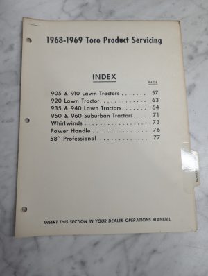 Toro Product Servicing Manual Mower Repair Manual Service Shop Book 1968-1969