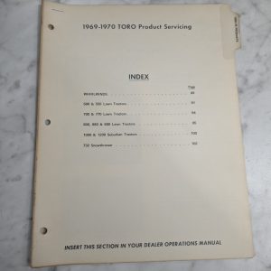 Toro Product Servicing Manual Mower Repair Manual Service Shop Book 1969-1970