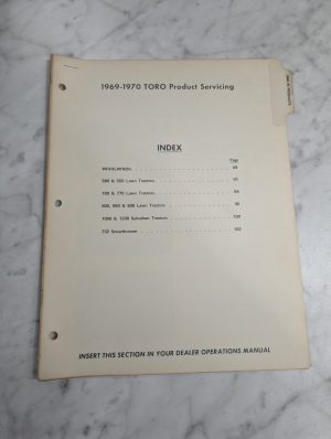 Toro Product Servicing Manual Mower Repair Manual Service Shop Book 1969-1970