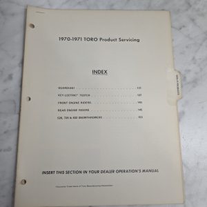 Toro Product Servicing Manual Mower Repair Manual Service Shop Book 1970-1971