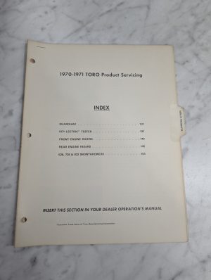 Toro Product Servicing Manual Mower Repair Manual Service Shop Book 1970-1971