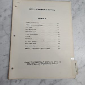 Toro Product Servicing Manual Mower Repair Manual Service Shop Book 1972-1973