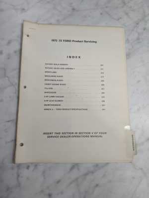 Toro Product Servicing Manual Mower Repair Manual Service Shop Book 1972-1973