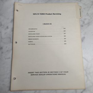 Toro Product Servicing Manual Mower Repair Manual Service Shop Book 1973-1974