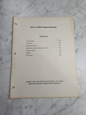 Toro Product Servicing Manual Mower Repair Manual Service Shop Book 1973-1974