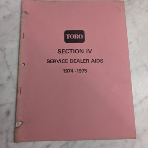 Toro Section Iv Service Dealer Aids 1974-1975 – 8 Pages