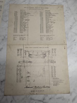 Hammond Illustrated Parts List Drawing Model 10S 14S Carbide Tool Grinder Manual