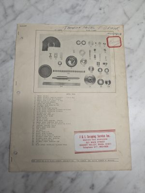 Thompson Model F Grinder Parts List Book Manual Catalog T-1097 5 Pages