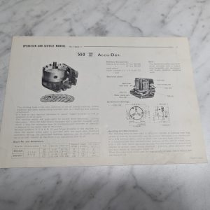 Yuasa Operation Service Manual Parts List 550-006 007 Accu-Dex #7502 4 Pages