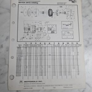 Motorola Service Parts Catalog Book List Manual Alternator Group 19 1982