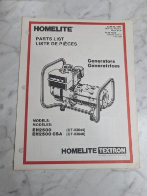 Homelite Service Parts List Catalog Book Manual Generators Eh2500 Csa 18091