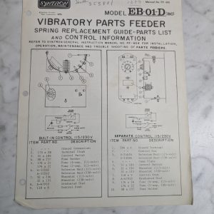 Syntron Eb-091-D (Rc) Vibratory Parts Feeder Spring Replacement Guide Manual