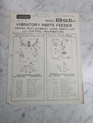 Syntron Eb-091-D (Rc) Vibratory Parts Feeder Spring Replacement Guide Manual