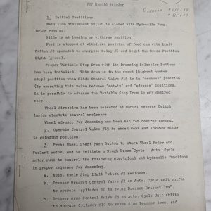 Operating Instruction Sequence #J27U-Os-2 #27 Hypoid Grinder Gleason #5156638