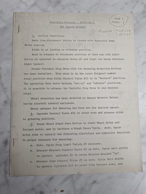 Operating Instruction Sequence #J27U-Os-2 #27 Hypoid Grinder Gleason #5156638