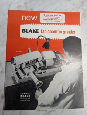 Edward Blake Tap Chamfer Grinder #1 #2 Price List Sales Literature Specs Feats