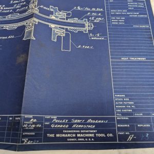 Monarch Machine Lathe Assembly Print Diagram Pulley Shaft Geared Headstock