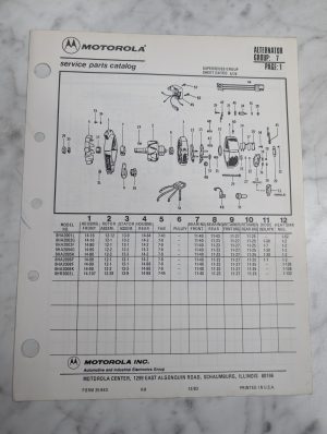 Motorola Service Repair Parts Catalog List Book Manual Alternator Group 7 1983