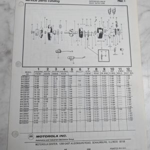 Motorola Service Repair Parts Catalog List Book Manual Alternator Group 8 1984