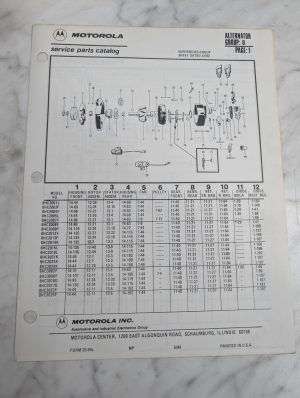 Motorola Service Repair Parts Catalog List Book Manual Alternator Group 8 1984