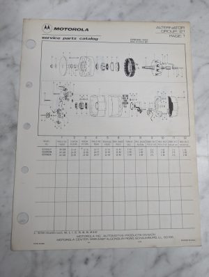 Motorola Service Repair Parts Catalog List Book Manual Alternator Group 21 1979
