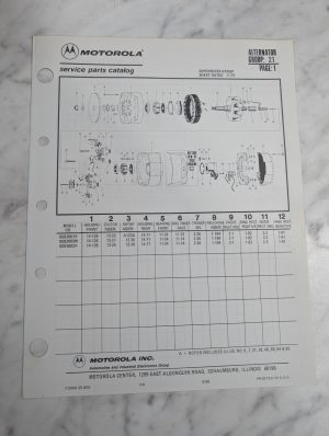 Motorola Service Repair Parts Catalog List Book Manual Alternator Group 21 1986