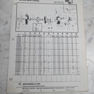 Motorola Service Repair Parts Catalog List Book Manual Alternator Group 17 1984