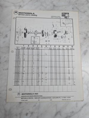 Motorola Service Repair Parts Catalog List Book Manual Alternator Group 17 1984