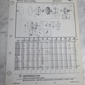 Motorola Service Repair Parts Catalog List Book Manual Alternator Group 11 1982