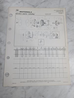 Motorola Service Repair Parts Catalog List Book Manual Alternator Group 13 1978