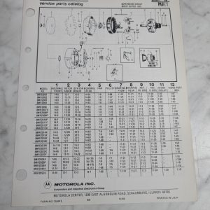Motorola Service Repair Parts Catalog List Book Manual Alternator Group 15 1982
