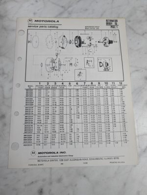 Motorola Service Repair Parts Catalog List Book Manual Alternator Group 15 1982