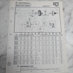Motorola Service Repair Parts Catalog List Book Manual Alternator Group 15 1981
