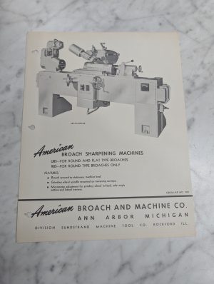 American Sales Brochure Literature Broach Sharpening Machines